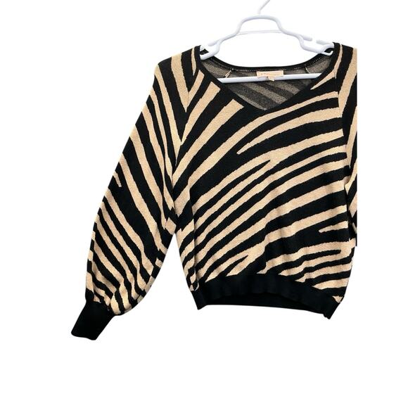 Philosophy Striped Sweater Sz Large Black Beige - Picture 3 of 12
